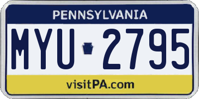 PA license plate MYU2795