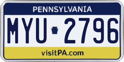 PA license plate MYU2796