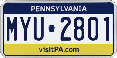 PA license plate MYU2801