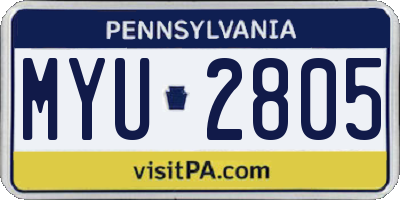 PA license plate MYU2805