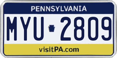 PA license plate MYU2809