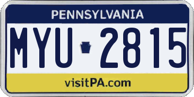 PA license plate MYU2815