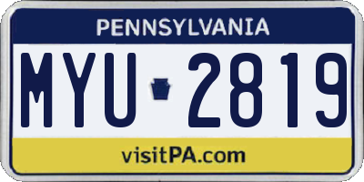 PA license plate MYU2819