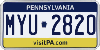 PA license plate MYU2820