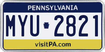 PA license plate MYU2821