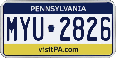 PA license plate MYU2826