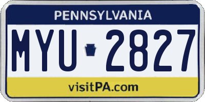PA license plate MYU2827