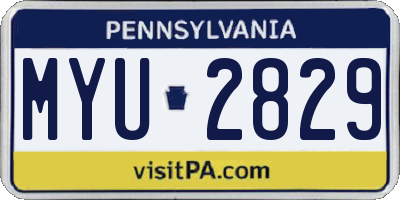 PA license plate MYU2829