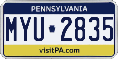 PA license plate MYU2835