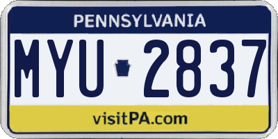 PA license plate MYU2837