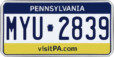 PA license plate MYU2839