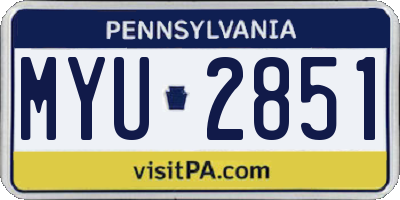 PA license plate MYU2851
