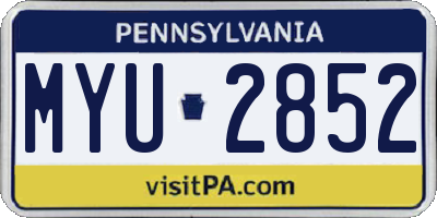 PA license plate MYU2852