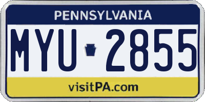PA license plate MYU2855