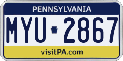PA license plate MYU2867