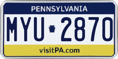 PA license plate MYU2870