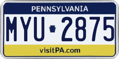 PA license plate MYU2875