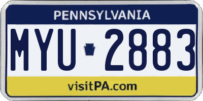 PA license plate MYU2883