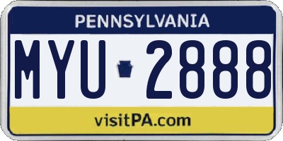 PA license plate MYU2888