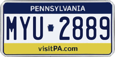 PA license plate MYU2889