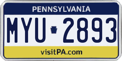 PA license plate MYU2893
