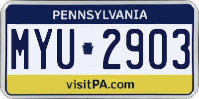 PA license plate MYU2903