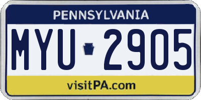 PA license plate MYU2905