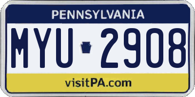 PA license plate MYU2908