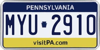PA license plate MYU2910