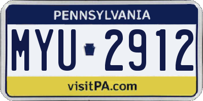 PA license plate MYU2912
