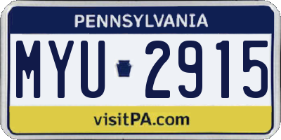 PA license plate MYU2915