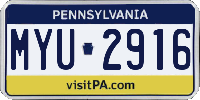 PA license plate MYU2916