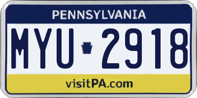 PA license plate MYU2918