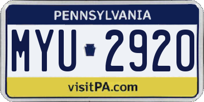 PA license plate MYU2920