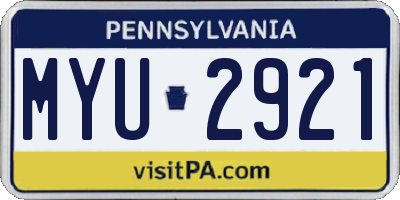 PA license plate MYU2921