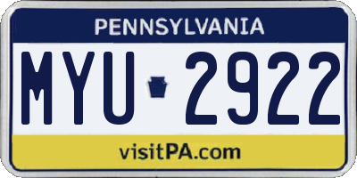 PA license plate MYU2922