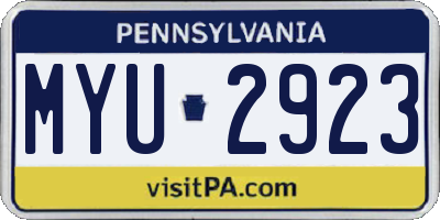 PA license plate MYU2923