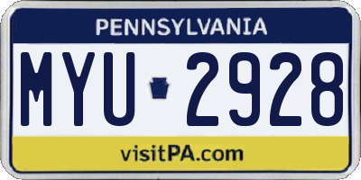 PA license plate MYU2928