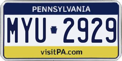 PA license plate MYU2929