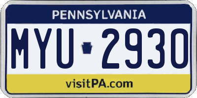 PA license plate MYU2930