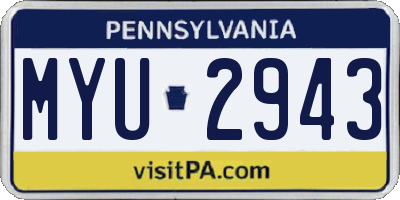 PA license plate MYU2943