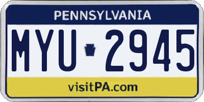 PA license plate MYU2945