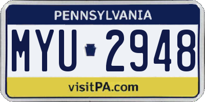 PA license plate MYU2948