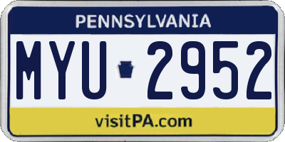 PA license plate MYU2952