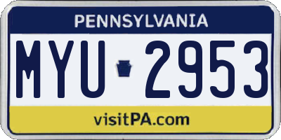 PA license plate MYU2953