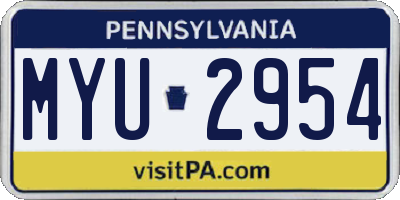 PA license plate MYU2954