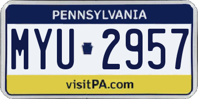 PA license plate MYU2957