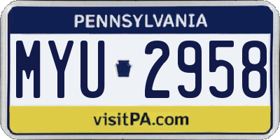 PA license plate MYU2958