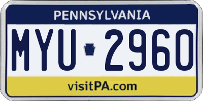 PA license plate MYU2960