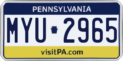 PA license plate MYU2965